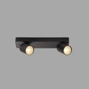 Spot plafondlamp, zwart, 2-lamps, aluminium, GU10