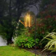 LED lamp op zonne-energie 336523, goud, gieter, grondspies, metaal