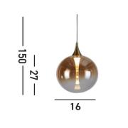 LED hanglamp Alchemy, 1-lamp, zwart, amber, glas