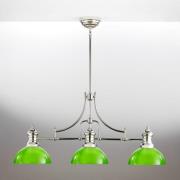Hanglamp Platino, zilver/groen, glas, E27, 3-lamps