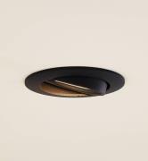 Prios plafond inbouwlamp Fibur, zwart, aluminium, Ø 8,2 cm