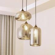 Hanglamp Lindby Marla, rond, glas, rookgrijs, 50 cm
