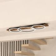LED plafondlamp Boyal, zwart, lengte 101 cm, hout, 3-lamps.