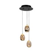 Hanglamp Golden Egg, amber/goud Ø 25 cm 3-lamps glas/metaal