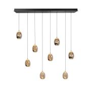 Hanglamp Golden Egg, amber/goud, lengte 115 cm, 8-lamps glas