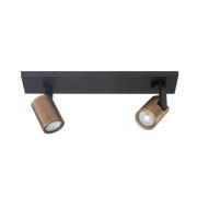 Plafondspot Halo, zwart/messing gebruineerd Lengte 40 cm 2-lamps.