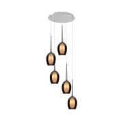 Belle hanglamp, rookgrijs/nikkel, Ø 33 cm, 5-lamps, glas