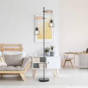 Vloerlamp Mina, zwart/bruin, hoogte 168 cm, metaal/hout