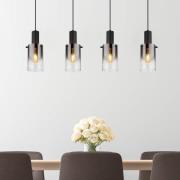 Hanglamp Florentina, lengte 103 cm, rookgrijs, glas, 4-lamps.