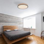LED plafondlamp Doro, Ø 45 cm, donker grafiet/hout, hout, 830