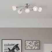Elliott plafondlamp, lengte 62 cm, mat nikkel, metaal/glas