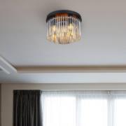 Plafondlamp Gorley, zwart/rookgrijs, Ø 32 cm metaal/glas