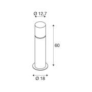SLV sokkellamp Rox acryl, hoogte 60 cm, grijs, roestvrij staal