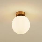 Plafondlamp Lucande Bidolo, messingkleurig, glas, 15 cm, IP44