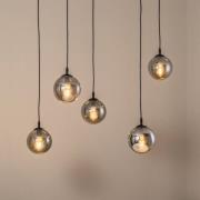 Hanglamp Glassy, 5-lamps, decentrale, zwart, grafiet