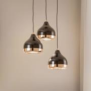 Hanglamp Yildo 6871 3-lamps rondel zwart/koper