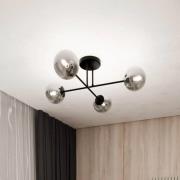 Plafondlamp Glassy, 4-lamps gekruist zwart/grafiet