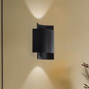 Wandlamp Pako van twee stalen platen in zwart