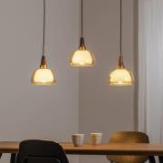 Ermo hanglamp, lineair, 3-lamps, messing, lengte 81 cm, glas