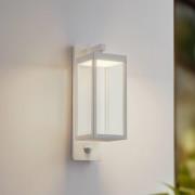 Lucande LED buiten wandlamp Ferdinand, wit, sensor, 38 cm