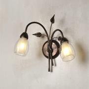 Wandlamp Liliana, 2-lamps, zwart, roodgoud, metaal