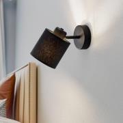 Wandlamp Suerte, zwart / goud, 1-lamp, textiel, staal