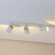 Plafondspot Round, wit, 3-lamps lineair
