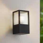 Lucande buitenwandlamp Klemens, zwart, metaal, IP54, Riffle