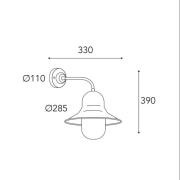 Buitenwandlamp Campanula 2090 antiek messing diepte 33 cm IP44