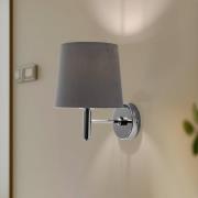 Wandlamp Bono, textiel kap, chroom/grijs