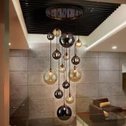 DARK hanglamp, ijzer, glas, amber, rook, Ø 60 cm