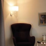 Wandlamp roller, wit, stof, leeslampje
