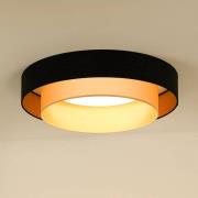 LED plafondlamp Luneta fluweel zwart/goud, Ø 60 cm 3-traps dimbaar