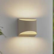 Lindby LED buiten wandlamp Lenore, beige, metaal, 13,5cm