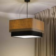 Kwadro Duo hanglamp, zwart/beige, 50x50cm, jute/satijn