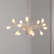 Hanglamp Gloriosa, glas, crème, 15 lichtpunten
