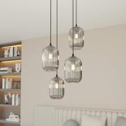 Verdi hanglamp, Ø 30 cm, zwart/rookgrijs, glas, 4-lamps.
