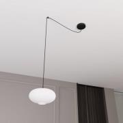 Hanglamp Origo, Ø 30 cm, opaal/zwart, gedecentraliseerd, glas