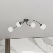 Plafondlamp Vibra, opaal/zwart, lengte 110 cm, glas, 4-lamps.