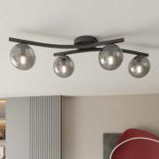 OPUS plafondlamp, lengte 84 cm, rookgrijs/zwart, 4-lamps.