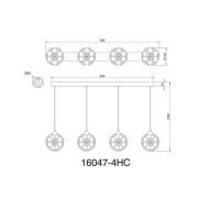 Virina LED hanglamp, lengte 93 cm, transparant, kristal