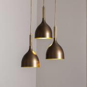 Hanglamp Noak 3-lamps, rond, titanium-goud/goud, staal