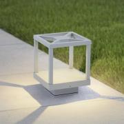 Lucande LED sokkellamp Lealan, grijs, metaal, 23 cm, IP54