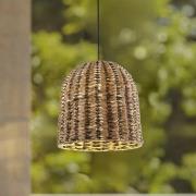 Lindby buiten hanglamp Taryn, bruin, kunststof, IP44 35cm