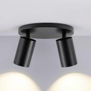 CAN TILT plafondspot, zwart, Ø 20 cm, 2-lamps metaal GU10