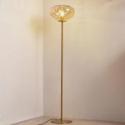 Lindby vloerlamp Lelia, amber, glas, metaal, 150 cm