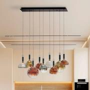 Charlize II 9-lamps LED hanglamp, dimbaar, vierkleurig glas