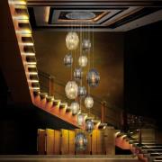 Ovila hanglamp, 13-lichts, rookgrijs/cognac, afstandsbediening