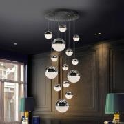 LED hanglamp Sphere, 14-lichts, chroom, dimbaar, Ø 60 cm