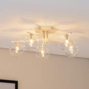 Prato plafondlamp, crème/helder, glas, 5-lamps